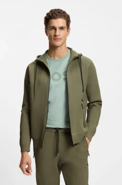 Active Regular-Fit Hoodie mit Reißverschluss und Jacquard-Streifen