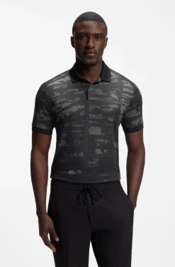 Active Slim-Fit Poloshirt mit Jacquard-Muster