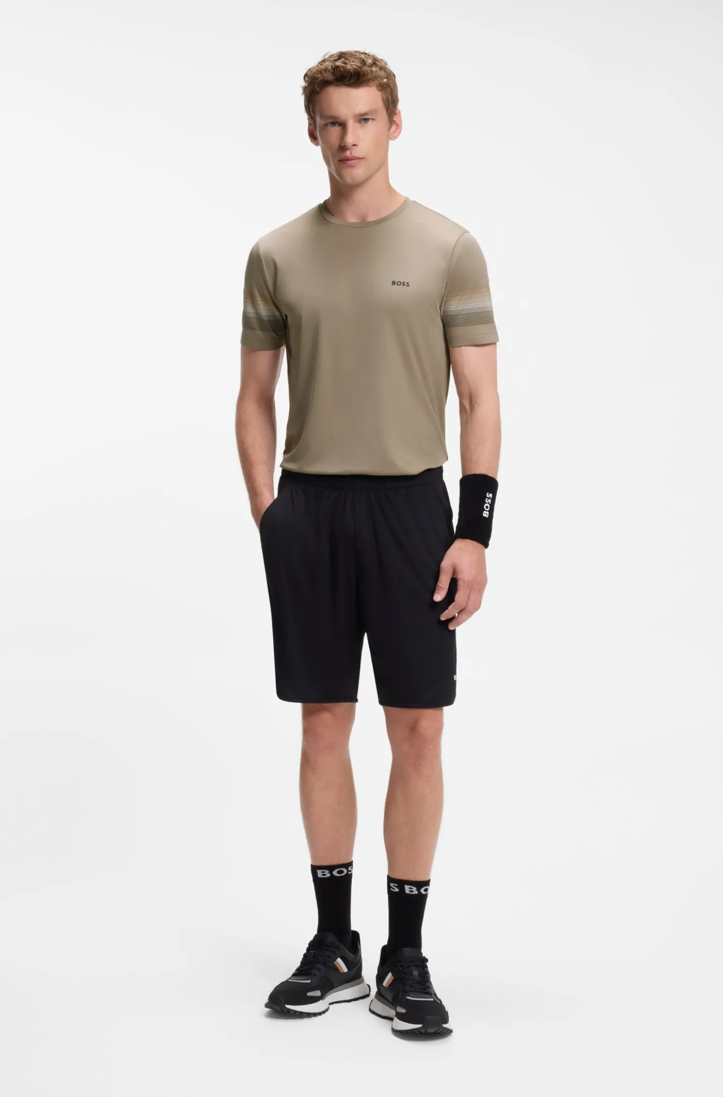 Active Slim-Fit T-Shirt mit Streifen an den Ärmeln