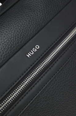 Aktentasche aus Kunstleder mit Logo-Schriftzug und abnehmbarem Riemen