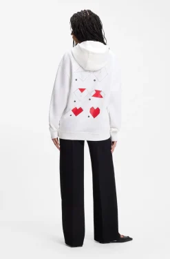 All-gender Hoodie aus Baumwoll-Terry mit Origami-Herz-Artwork