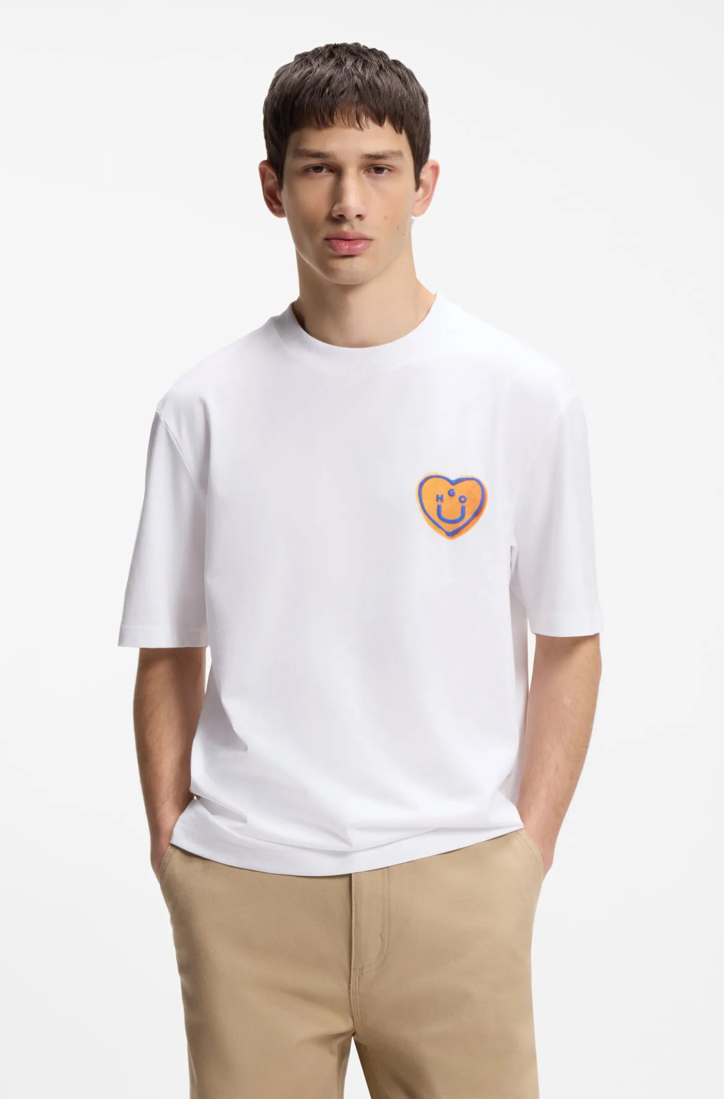All-gender T-Shirt aus Baumwoll-Jersey mit Herz-Logo