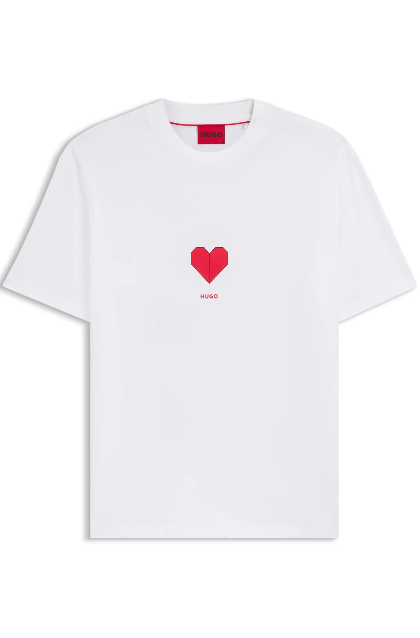 All-gender T-Shirt aus Baumwoll-Jersey mit Origami-Herz-Prints