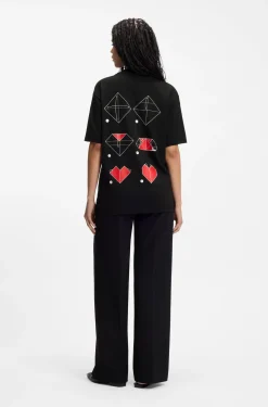 All-gender T-Shirt aus Baumwoll-Jersey mit Origami-Herz-Prints