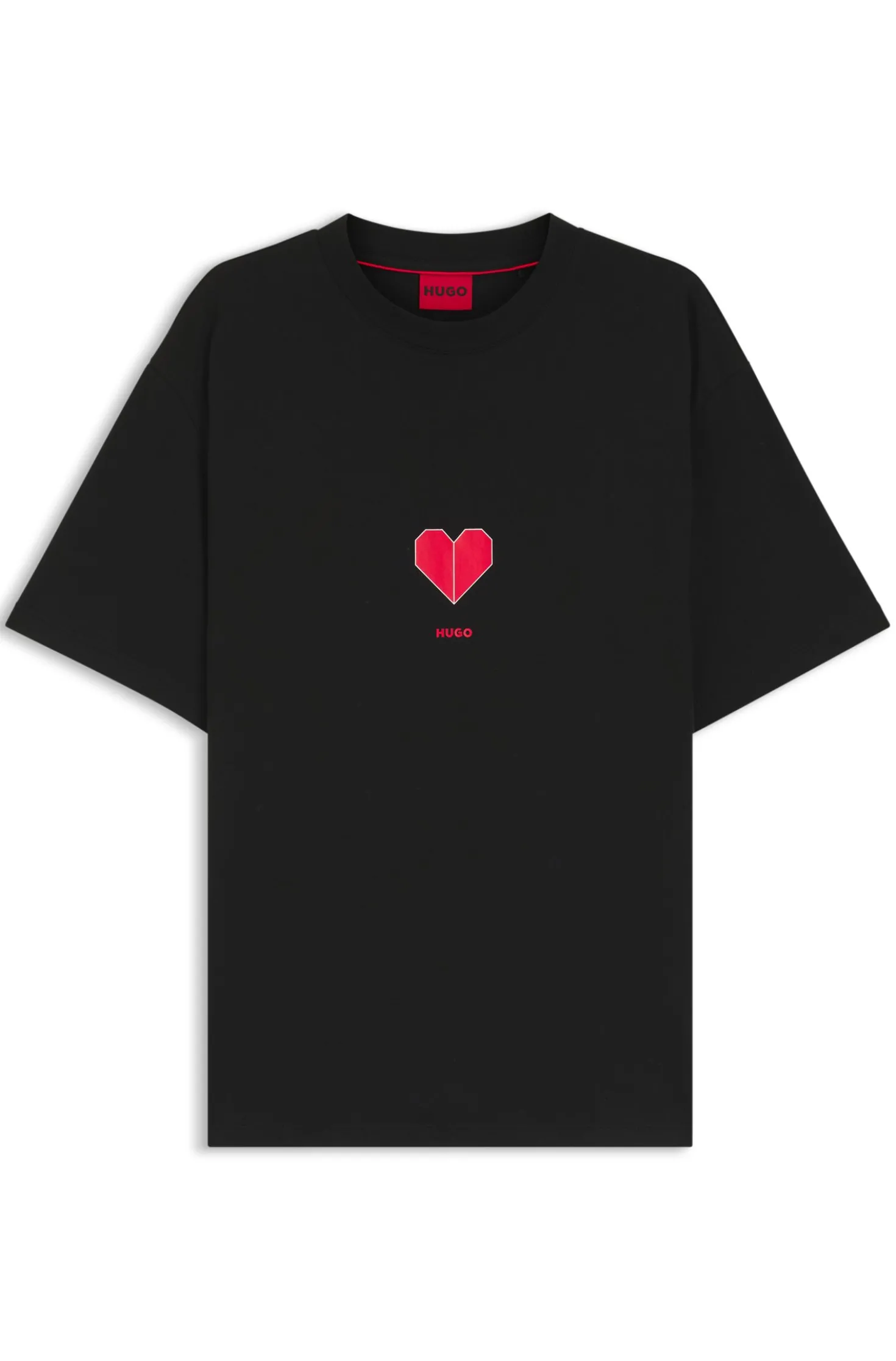 All-gender T-Shirt aus Baumwoll-Jersey mit Origami-Herz-Prints