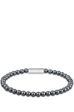 Armband aus Hämatitperlen mit Logo-Verschluss