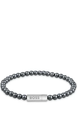 Armband aus Hämatitperlen mit Logo-Verschluss