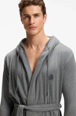Bademantel aus Baumwoll-Jersey mit Kapuze und Double-B-Monogramm