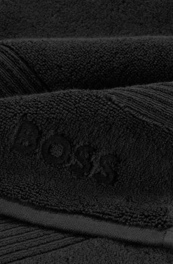 Badematte aus Baumwolle in Schwarz mit Logo-Stickerei