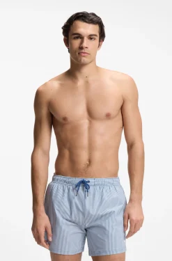 Badeshorts aus Seersucker-Gewebe mit Logo-Stickerei