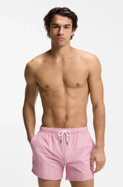 Badeshorts aus Seersucker-Gewebe mit Logo-Stickerei