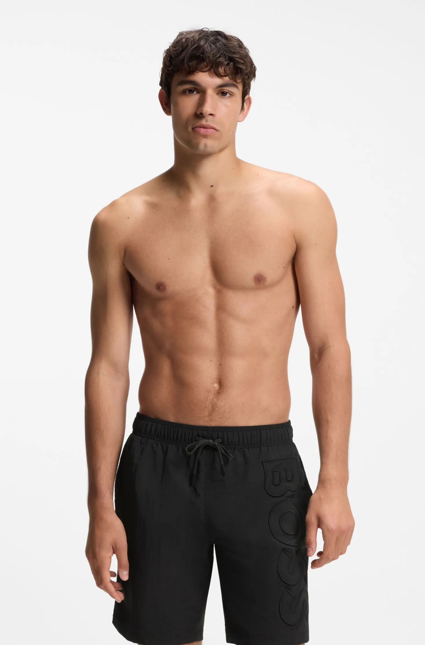 Badeshorts mit 3D-Logo-Stickerei