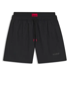 Badeshorts mit doppeltem Bund und Logo-Details