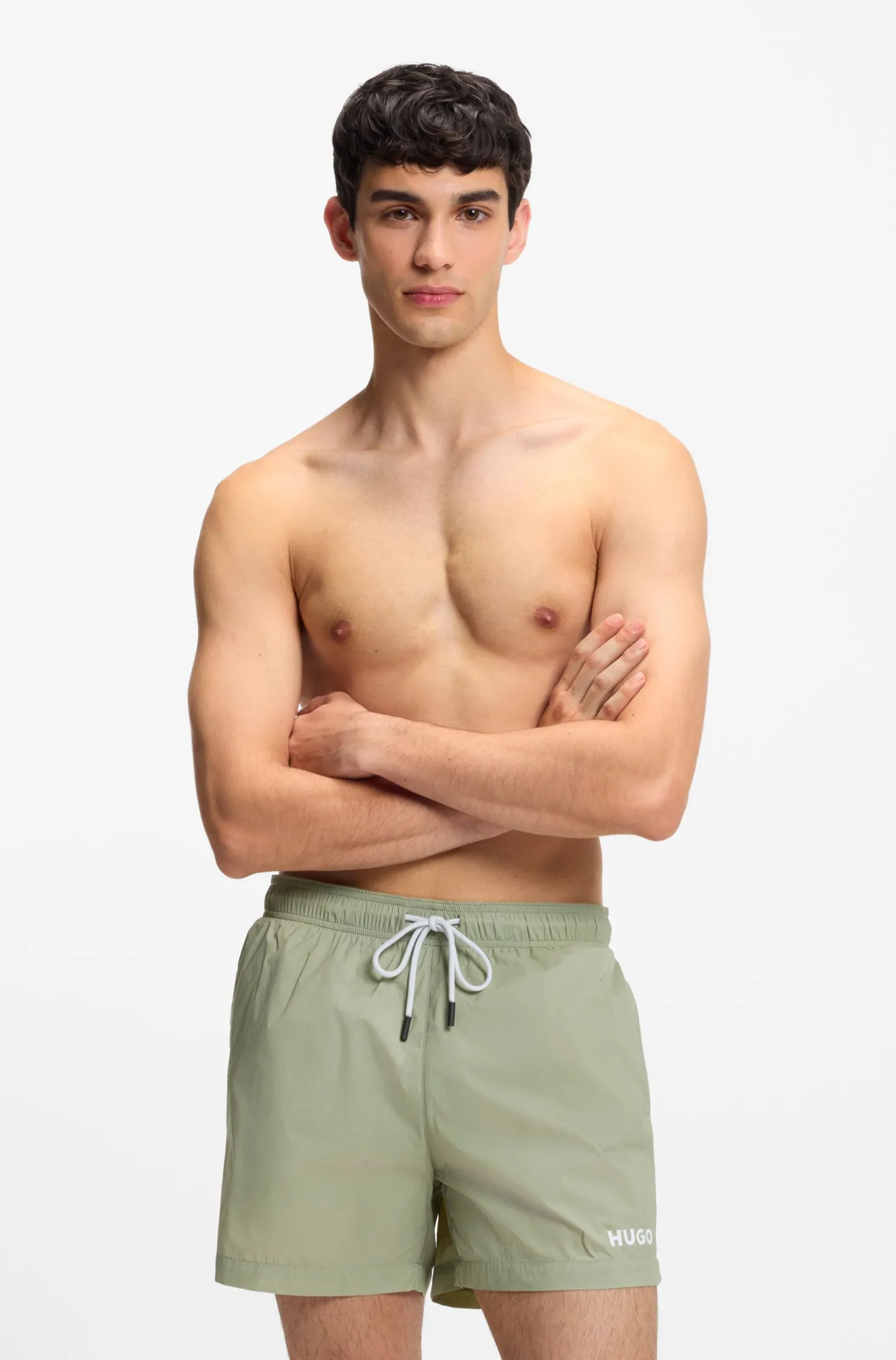 Badeshorts mit kontrastierendem Logo-Print