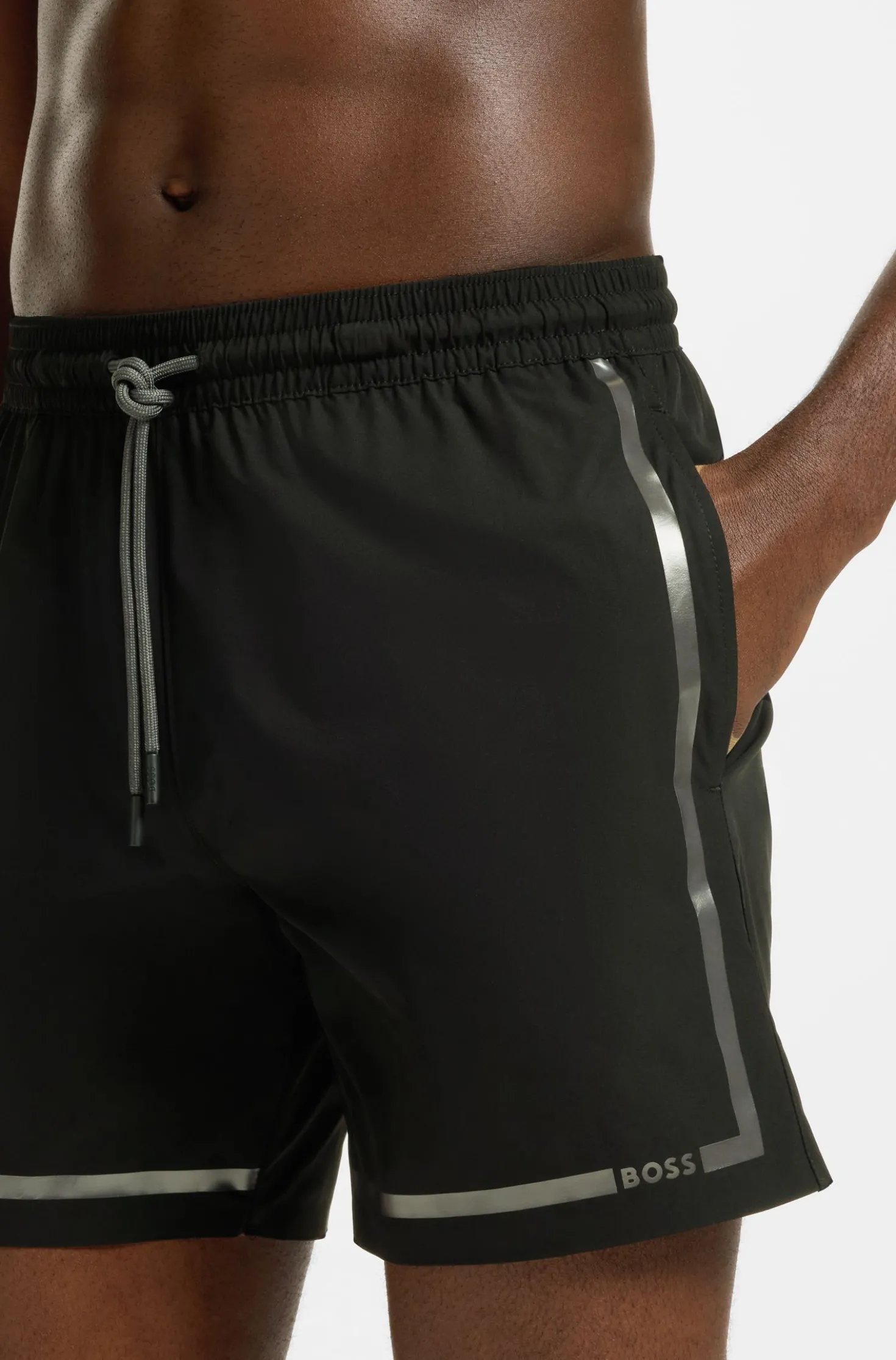 Badeshorts mit Logo-Streifen-Print
