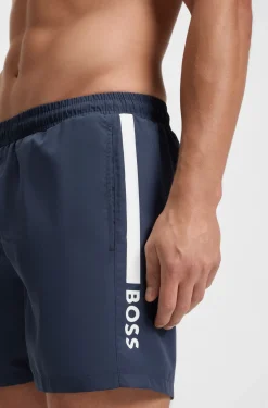 Badeshorts mit Streifen und Logo
