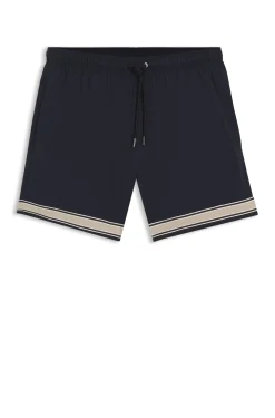 Badeshorts mit Tunnelzug aus Stretch-Gewebe und Bandbesatz