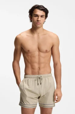 Badeshorts mit Tunnelzug aus Stretch-Gewebe und Bandbesatz
