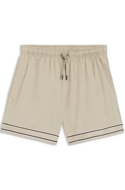 Badeshorts mit Tunnelzug aus Stretch-Gewebe und Bandbesatz