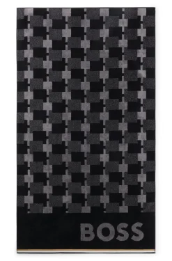 Badetuch aus Baumwoll-Samt mit geometrischem Jacquard-Muster