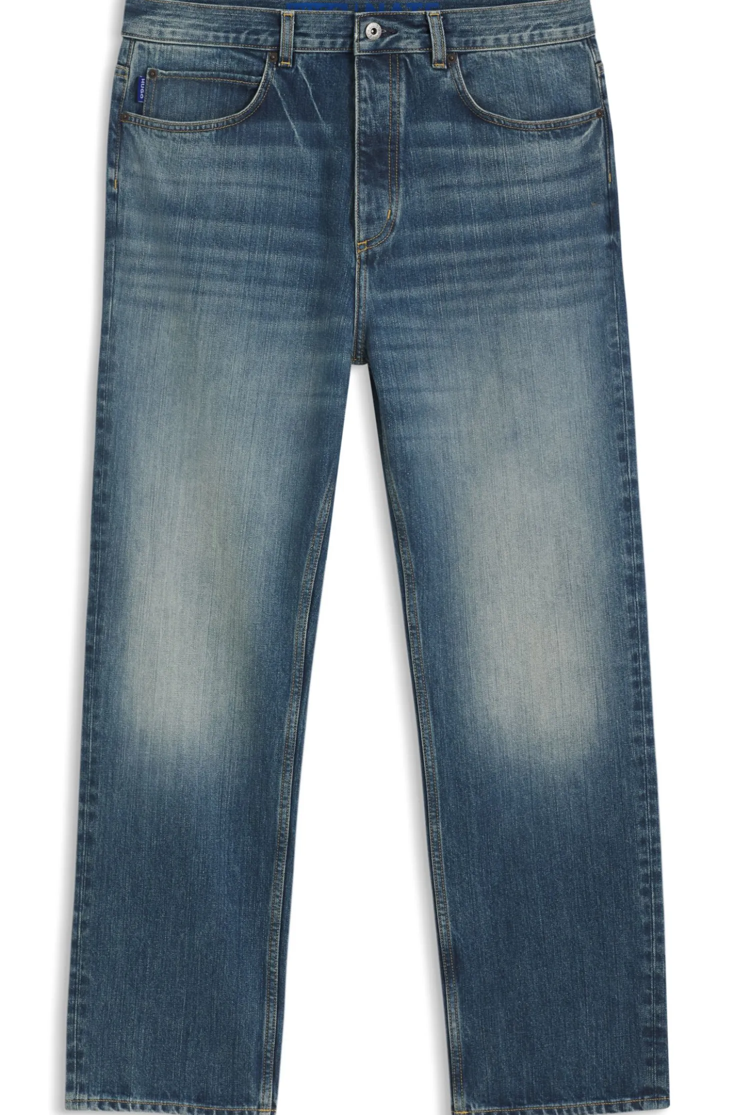 Baggy-Fit Jeans aus blauem Slub-Denim