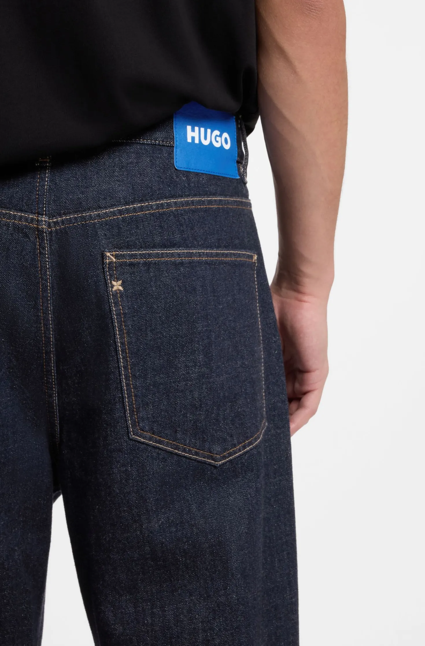 Baggy-Fit Jeans aus dunkelblauem Denim mit Rinse-Waschung