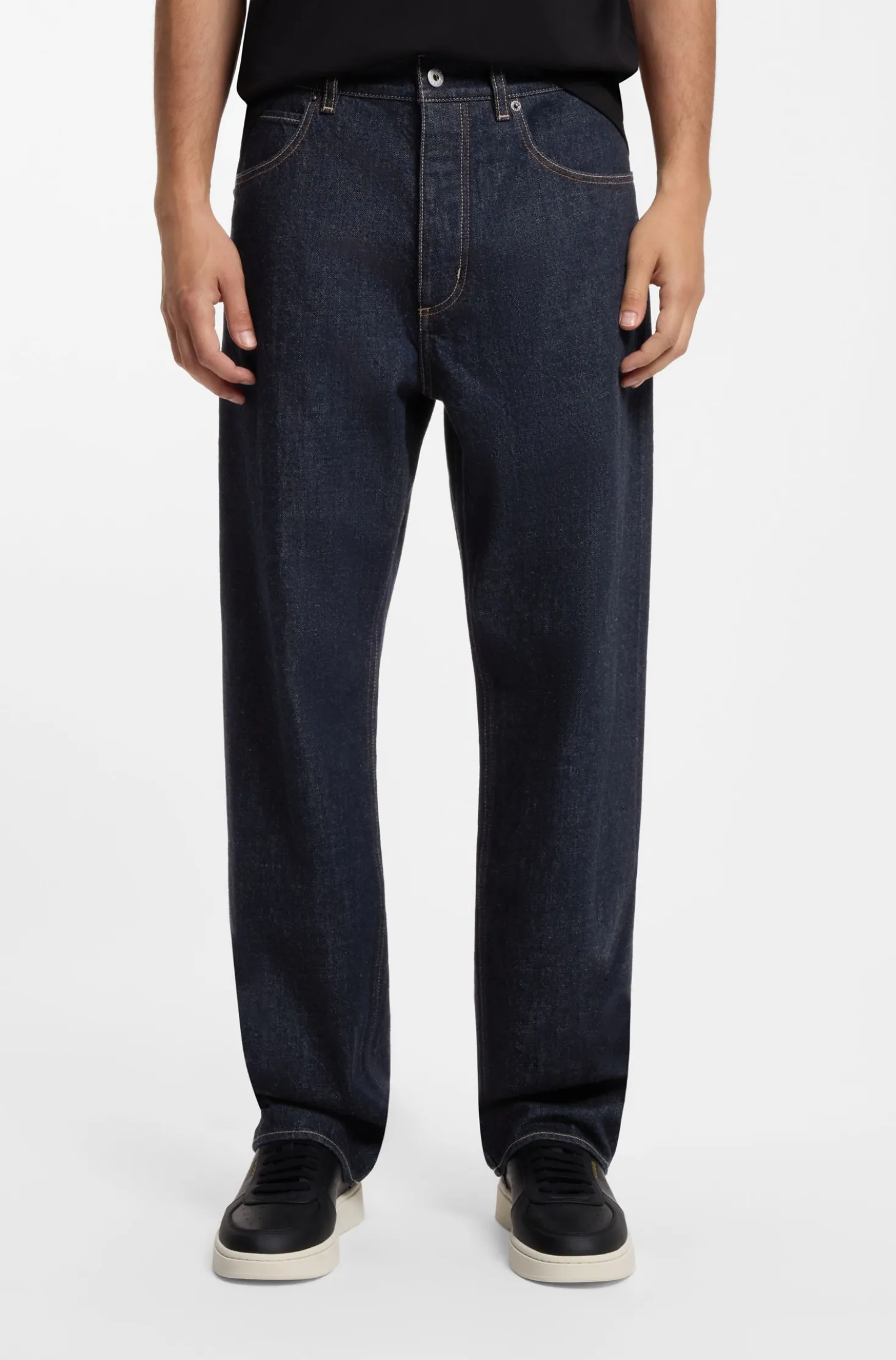 Baggy-Fit Jeans aus dunkelblauem Denim mit Rinse-Waschung