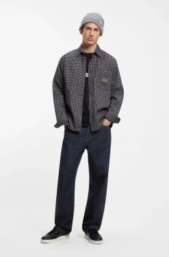 Baggy-Fit Jeans aus dunkelblauem Denim mit Rinse-Waschung