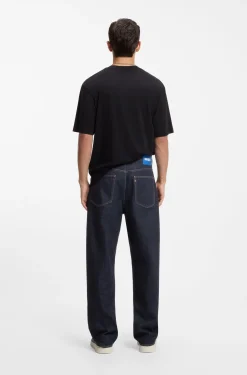 Baggy-Fit Jeans aus dunkelblauem Denim mit Rinse-Waschung