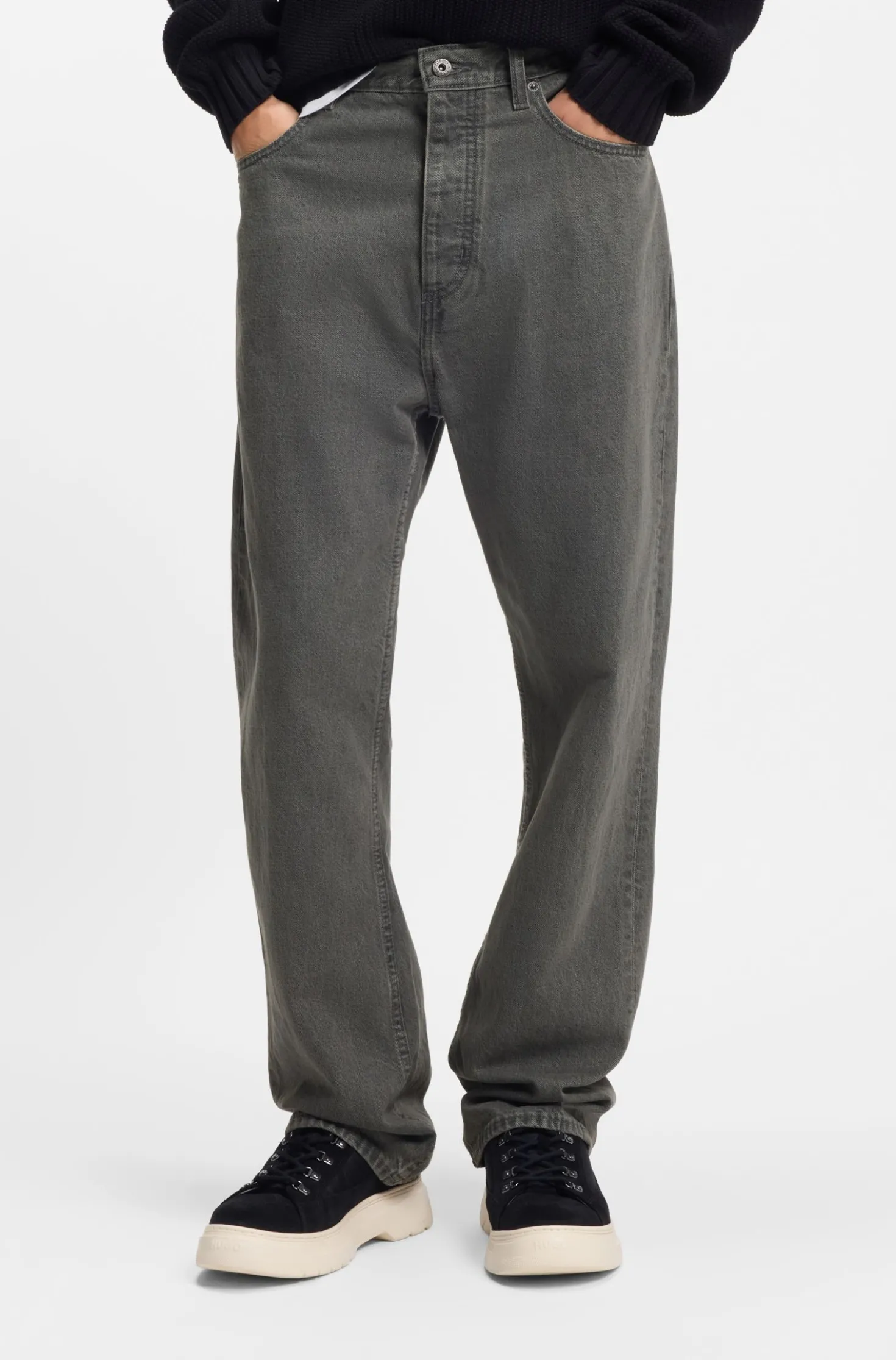 Baggy-Fit Jeans aus grauem Denim