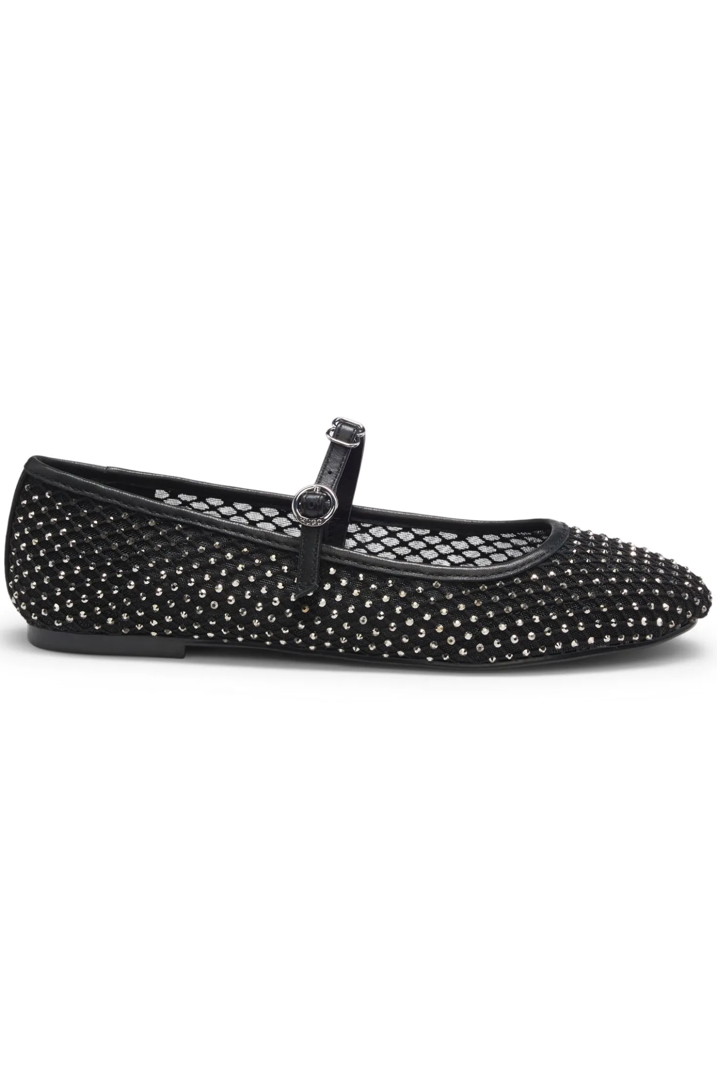 Ballerinas aus Glitzer-Mesh mit Schnallenriemen