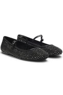 Ballerinas aus Glitzer-Mesh mit Schnallenriemen