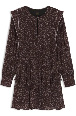 Bedrucktes Minikleid mit kontrastfarbenen Paspeln