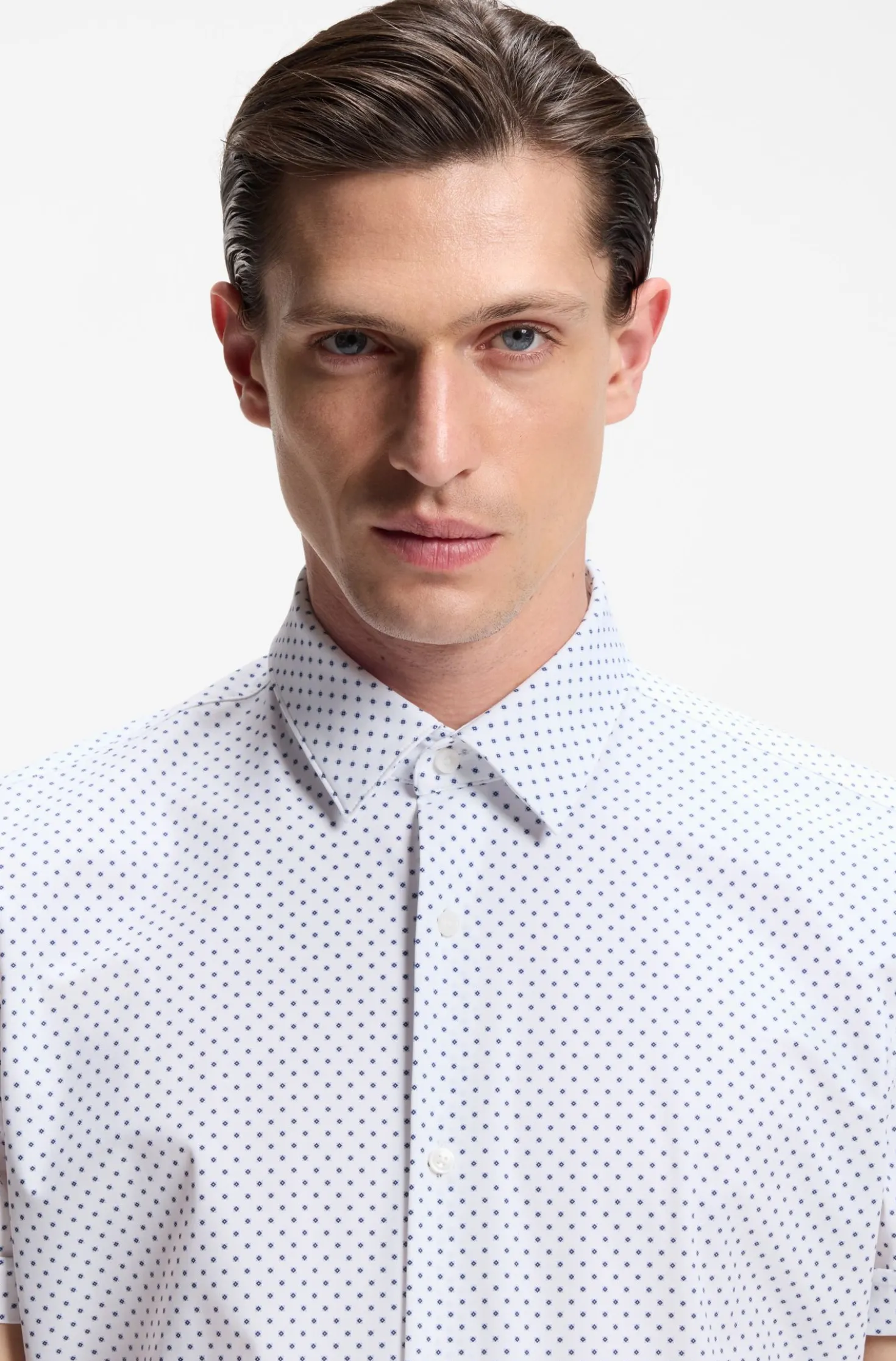 Bedrucktes Slim-Fit Hemd aus funktionalem Stretch-Jersey