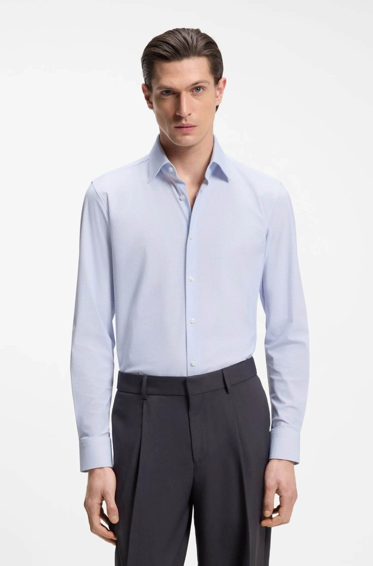 Bedrucktes Slim-Fit Hemd aus Performance-Stretch-Gewebe