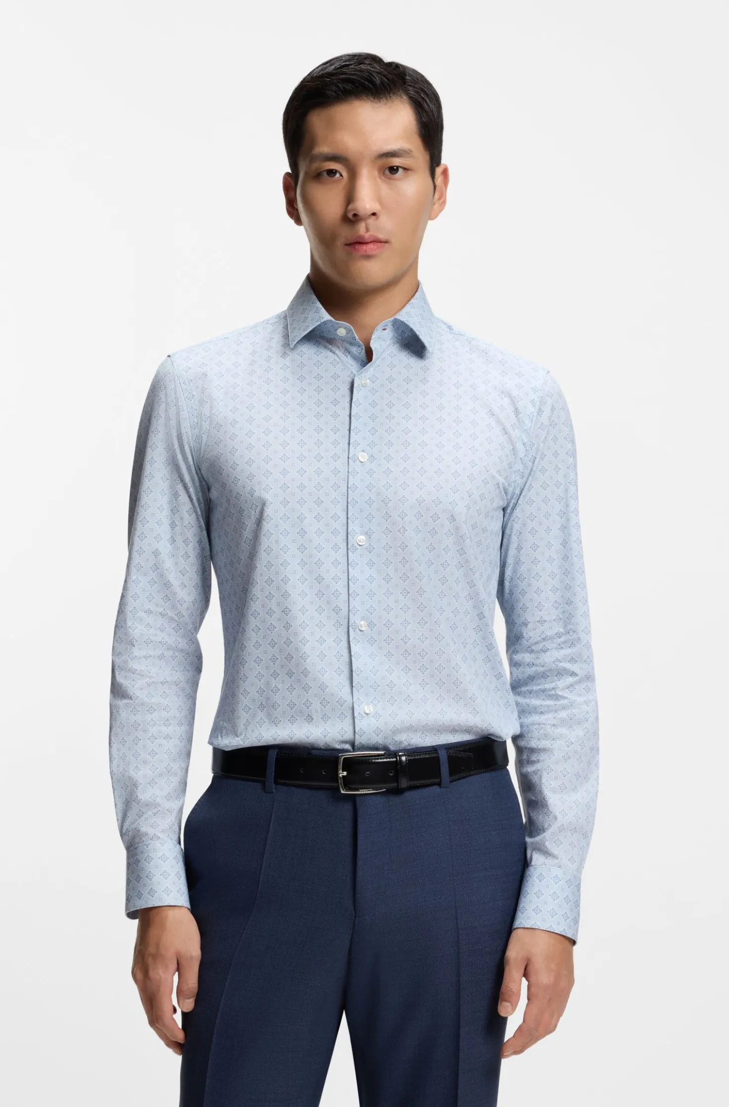 Bedrucktes Slim-Fit Hemd aus Stretch-Baumwolle