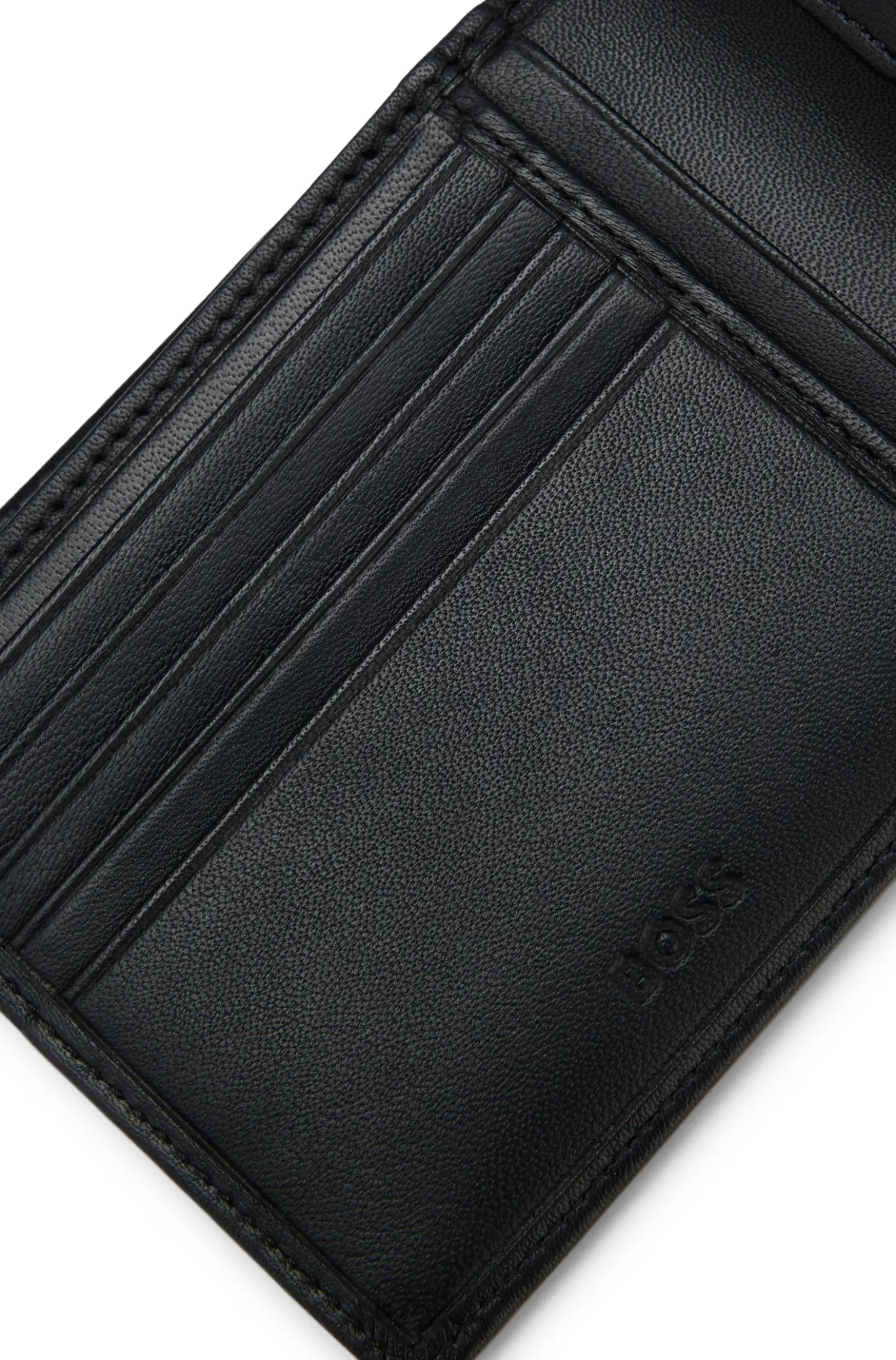 Bifold-Geldbörse aus fein genarbtem Leder mit Logo-Prägung