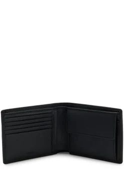 Bifold-Geldbörse aus fein genarbtem Leder mit Logo-Prägung