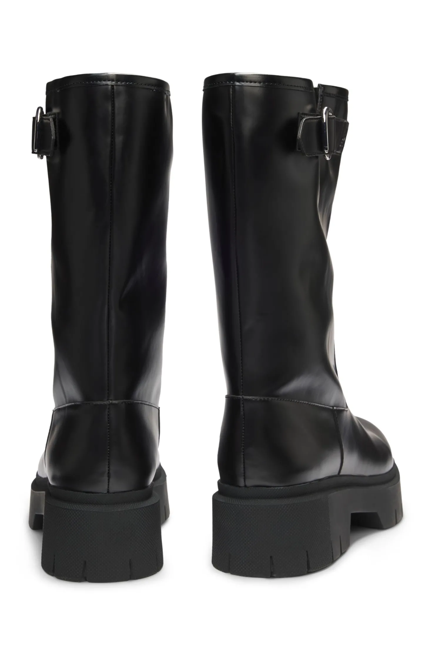 Biker-Boots aus Kunstleder mit Schnallen-Detail