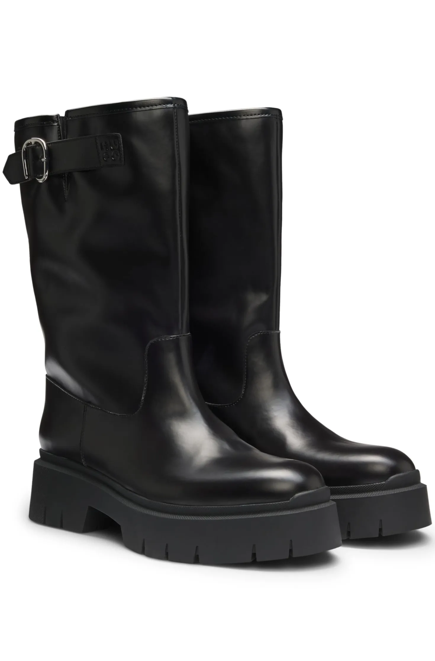 Biker-Boots aus Kunstleder mit Schnallen-Detail