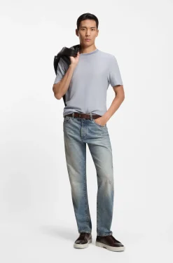 Blaue Jeans aus japanischem Stone-washed-Denim