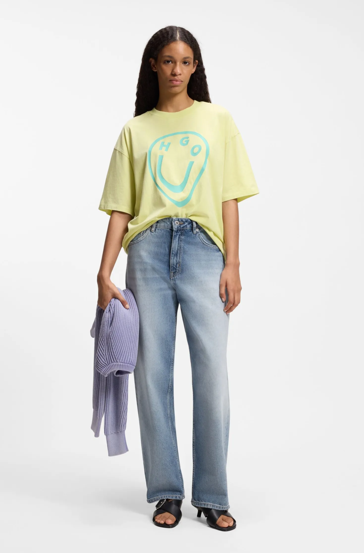 Blaue Loose-Fit Jeans aus festem Denim