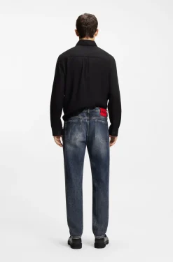 Blaue Tapered-Fit Jeans aus bequemem Stretch-Denim