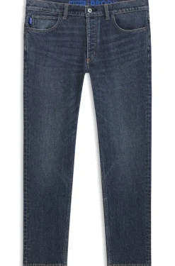 Blaue Tapered-Fit Jeans aus Stretch-Denim