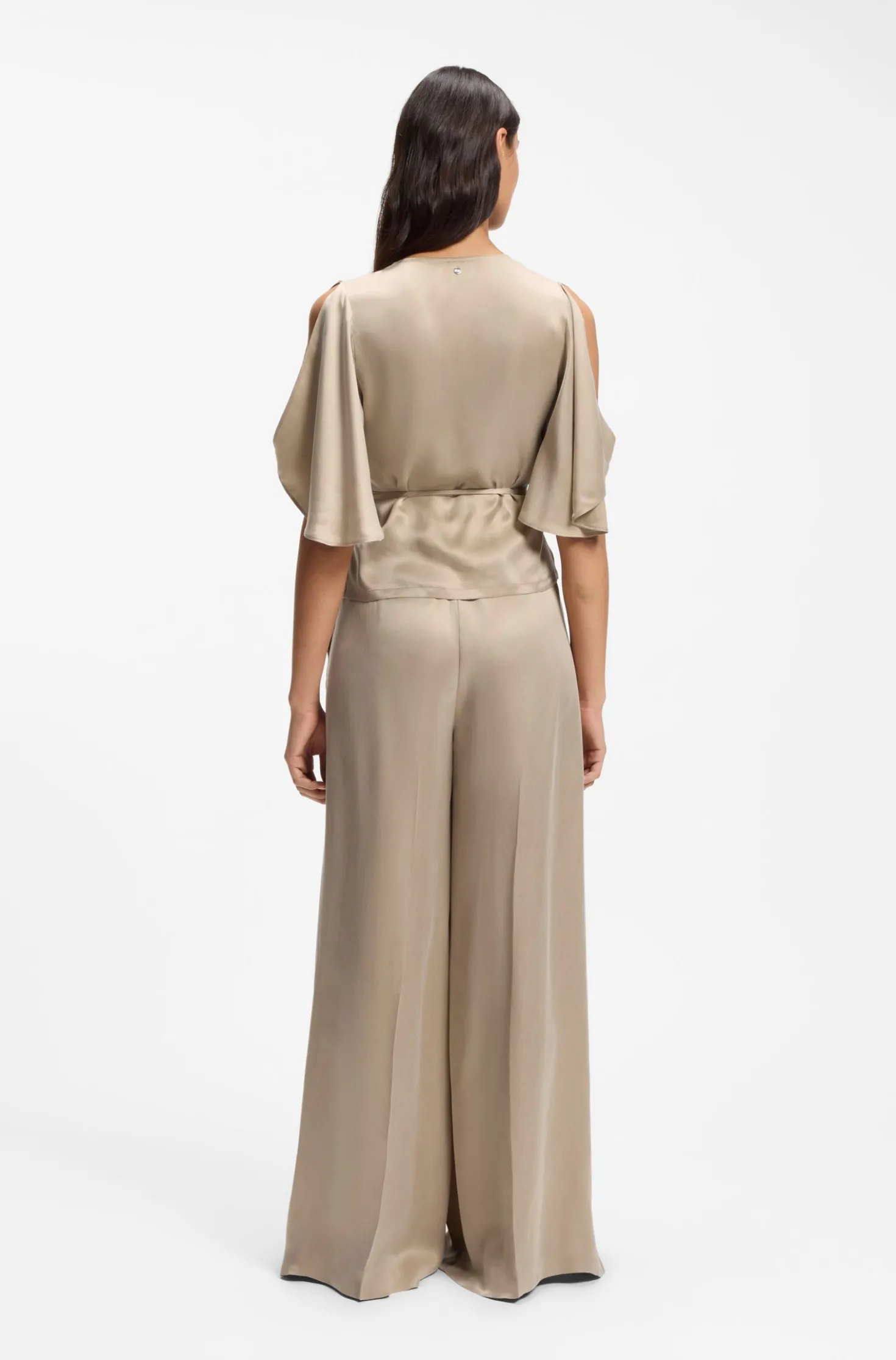 Bluse mit Wickelfront und Kimonoärmeln