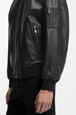 Bomberjacke aus Leder mit Ärmeltasche