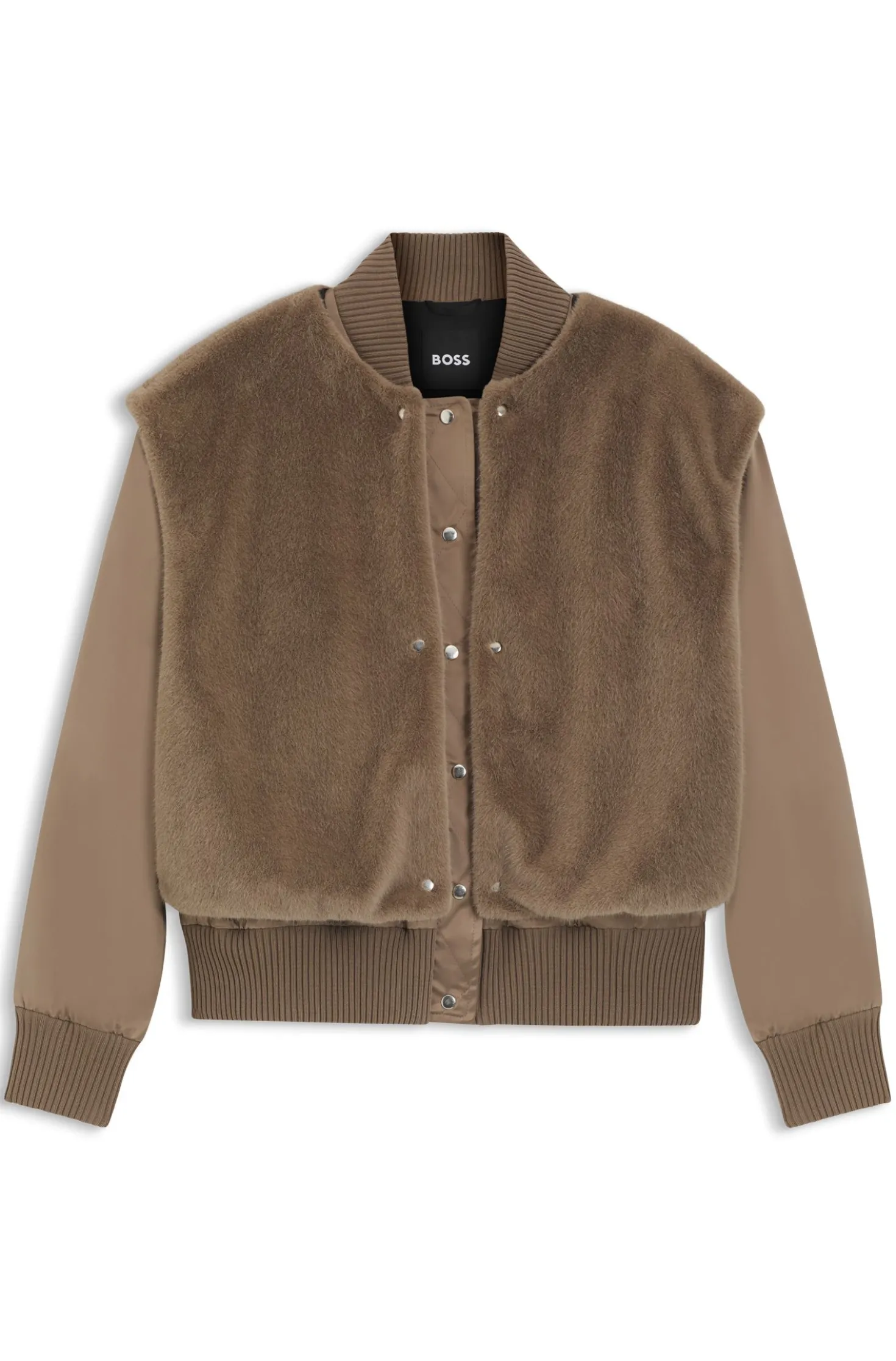 Bomberjacke aus Satin mit herausnehmbarer Weste aus Kunstfell