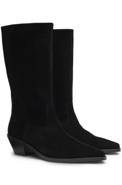 Boots aus Veloursleder mit kubanischem Absatz