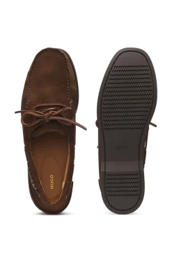 Bootsschuhe aus Veloursleder-Mix