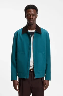 BOSS BY BECKHAM Baumwolljacke mit Kontrastkragen